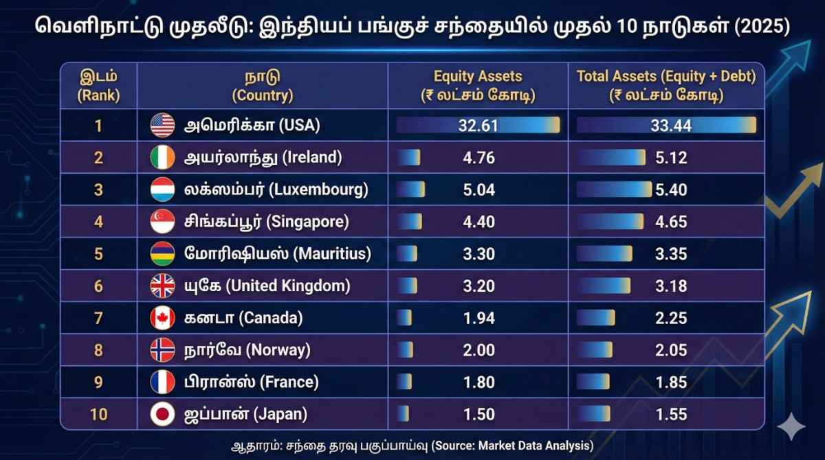 Top10 Countries holding Indian Equity